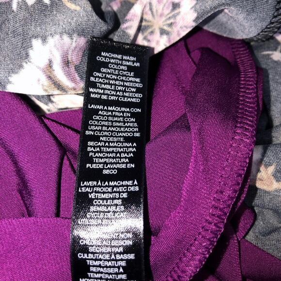 WHBM Floral Reversible Short Sleeve Choker Knit Shift Dress Medium EUC - Picture 11 of 12